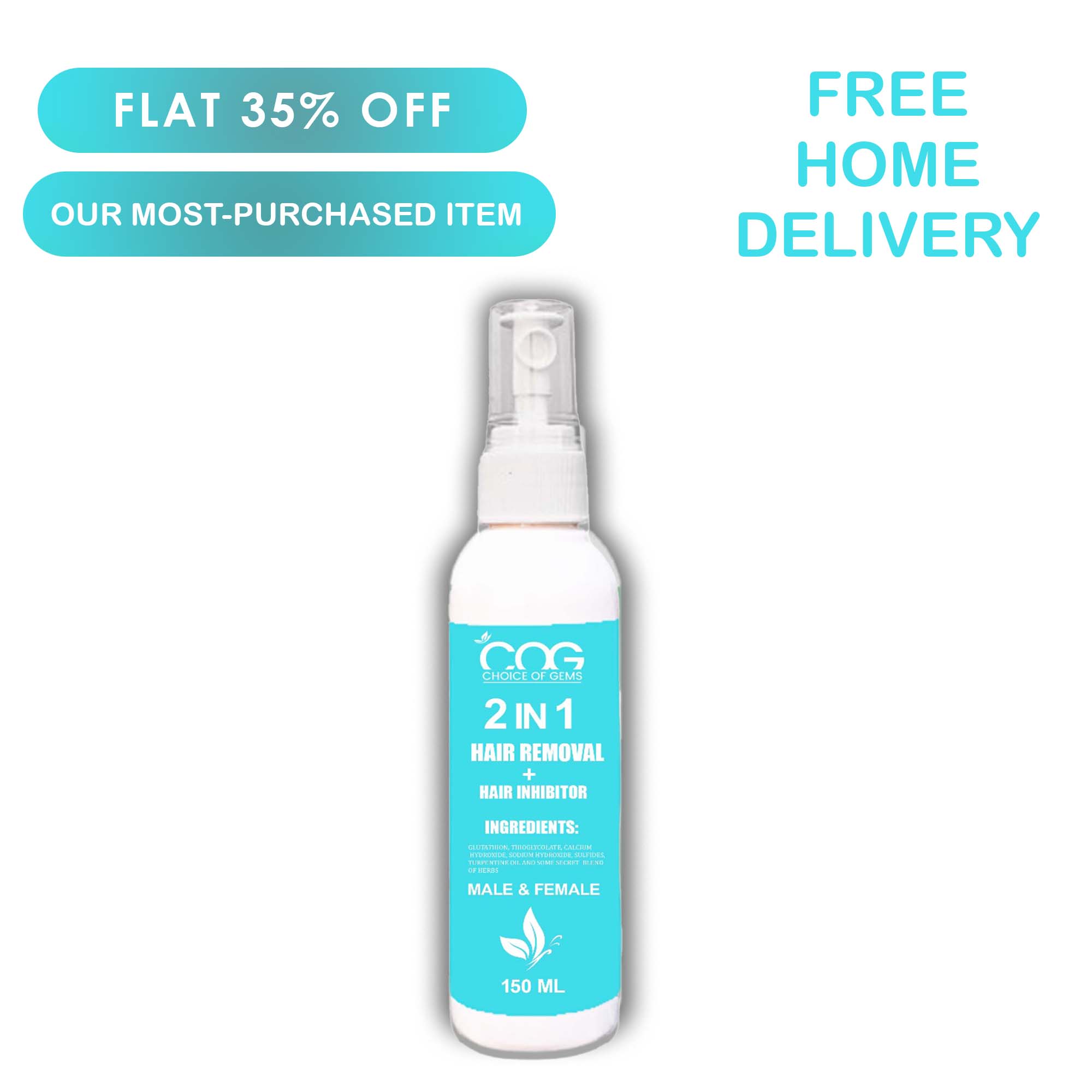 Choice of Gems – Hair Removal & Growth Inhibitor Spray | Remove Hair from Root & Slow Regrowth